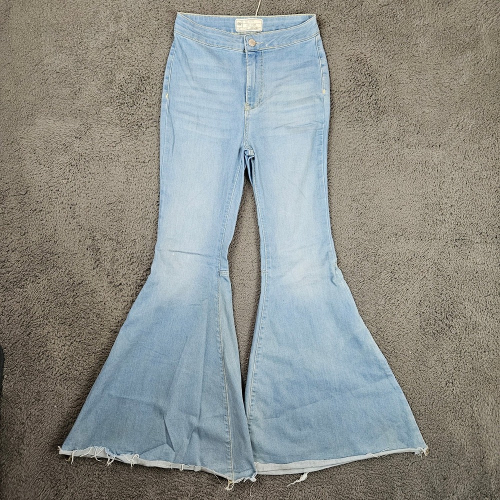 Free People Just Float On Flare Jeans Light Wash High Rise Bell Bottom Size 25R